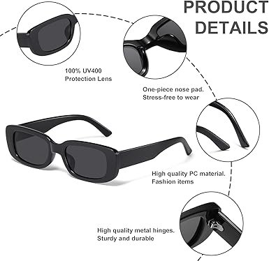 JASPIN Rectangle Sunglasses for Women Men Trendy Y2k Retro 90s Sun Glasses