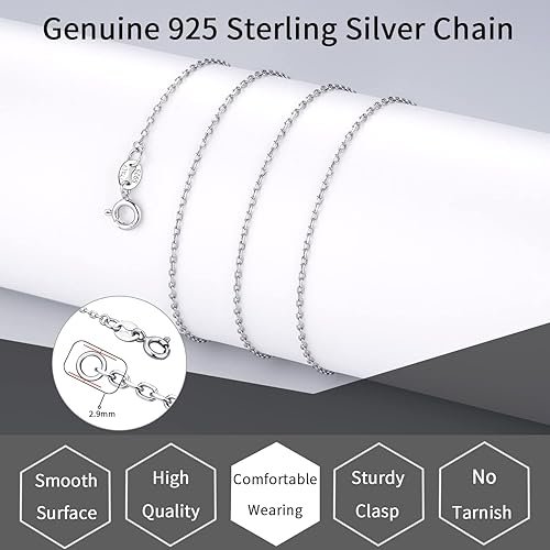 Jewlpire 925 Sterling Silver Chain Necklace Chain for Women 1.1mm Cable Chain Necklace