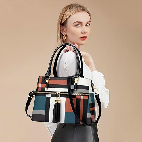 Women Satchel Bags Handle Shoulder Handbags and Purses Pockets Zipper