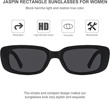JASPIN Rectangle Sunglasses for Women Men Trendy Y2k Retro 90s Sun Glasses