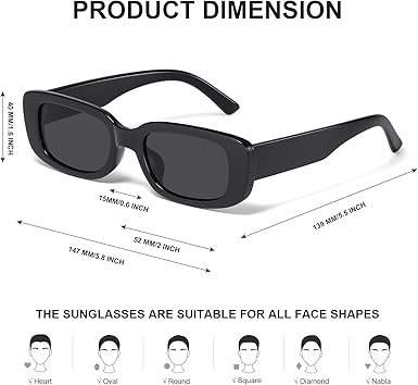 JASPIN Rectangle Sunglasses for Women Men Trendy Y2k Retro 90s Sun Glasses