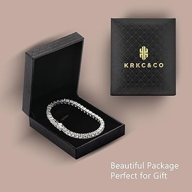 KRKC&CO 3/4mm Tennis Bracelet for Women Men, 14k Gold/White Gold Bracelets