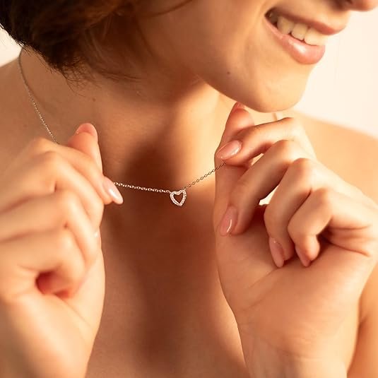 Heart Necklace for Women in Sterling Silver 925 Includes Gift Box- Ready to be Gifted