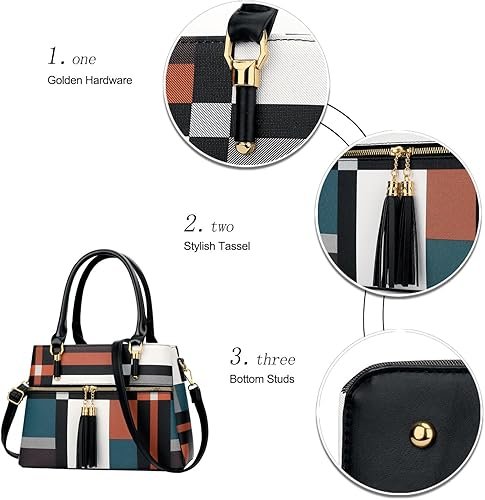 Women Satchel Bags Handle Shoulder Handbags and Purses Pockets Zipper