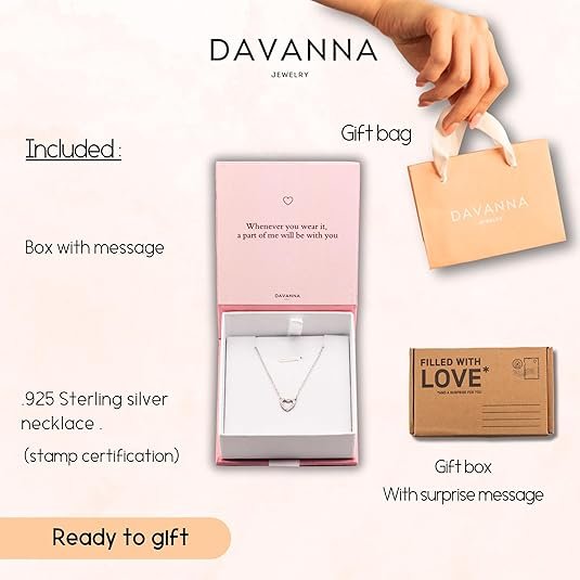 Heart Necklace for Women in Sterling Silver 925 Includes Gift Box- Ready to be Gifted