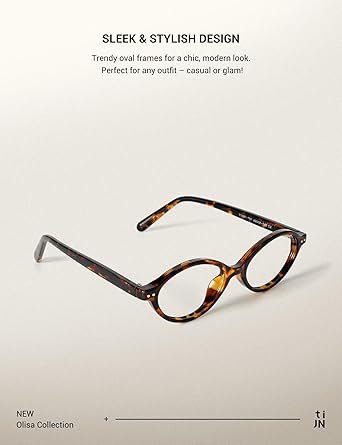 TIJN Olisa Blue Light Blocking Glasses for Women Men,Oval Glasses