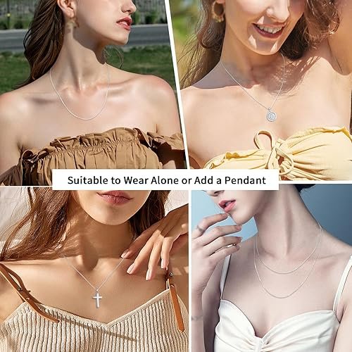 Jewlpire 925 Sterling Silver Chain Necklace Chain for Women 1.1mm Cable Chain Necklace
