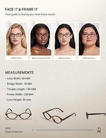 TIJN Olisa Blue Light Blocking Glasses for Women Men,Oval Glasses