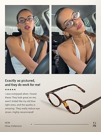 TIJN Olisa Blue Light Blocking Glasses for Women Men,Oval Glasses
