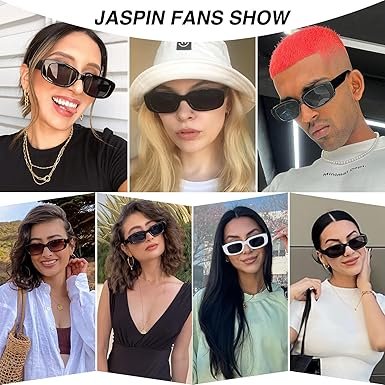 JASPIN Rectangle Sunglasses for Women Men Trendy Y2k Retro 90s Sun Glasses